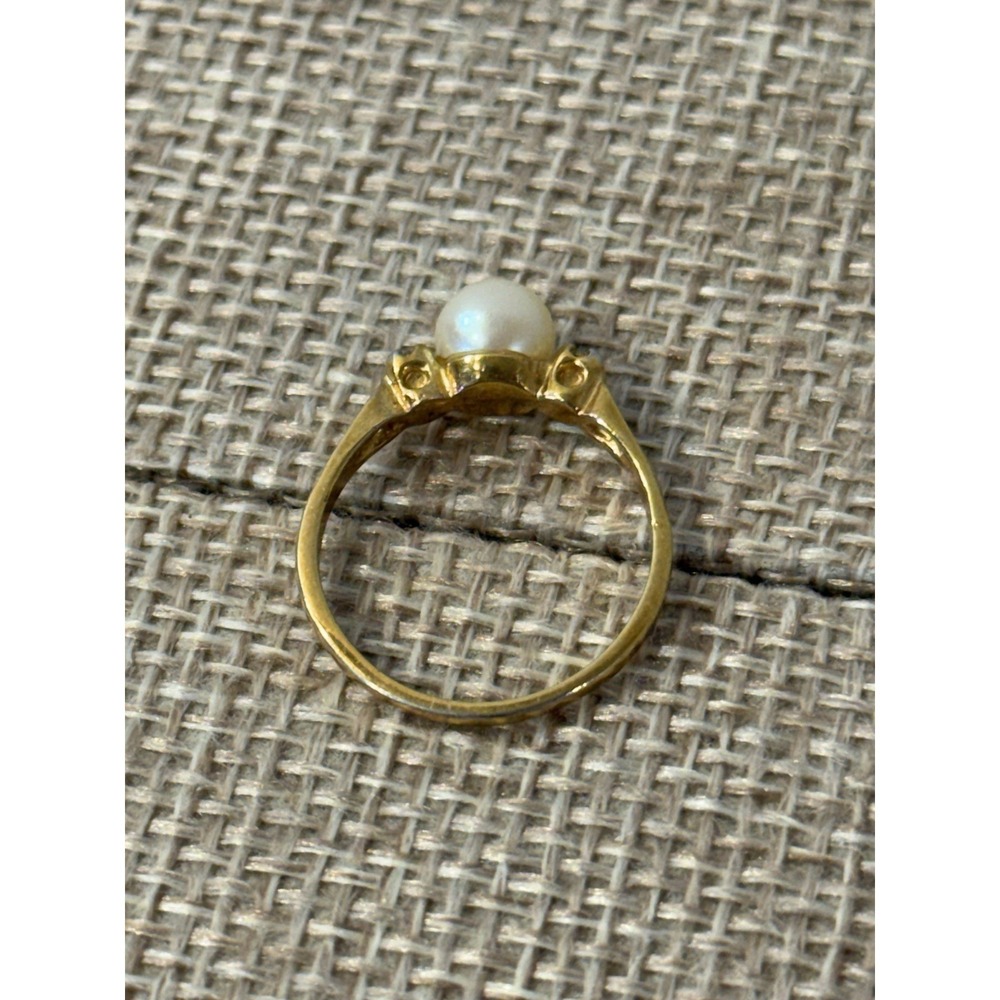 Vintage Signed Krementz 14K HGE Cultured Pearl Ring Size 5.75 Retro Cocktail - Picture 3 of 11